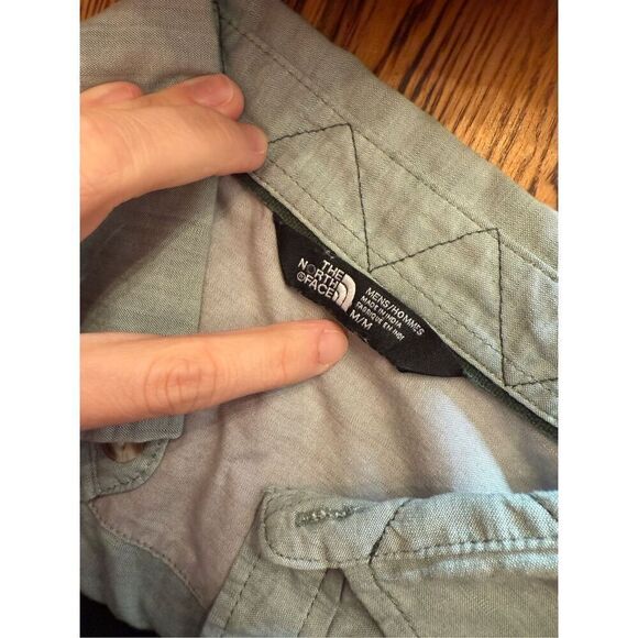 The North Face Gray Heather Cotton Blend Long Sleeve Button Up Shirt Size Medium - Picture 4 of 5